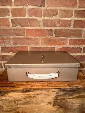 Metal Cash Box with White Handle
